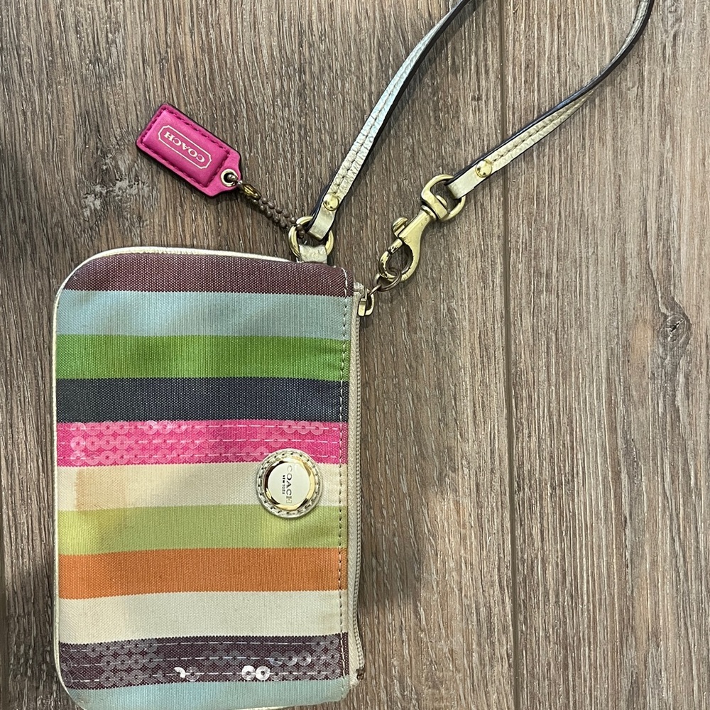 Y2K Coach Multicolor Stripe Wristlet